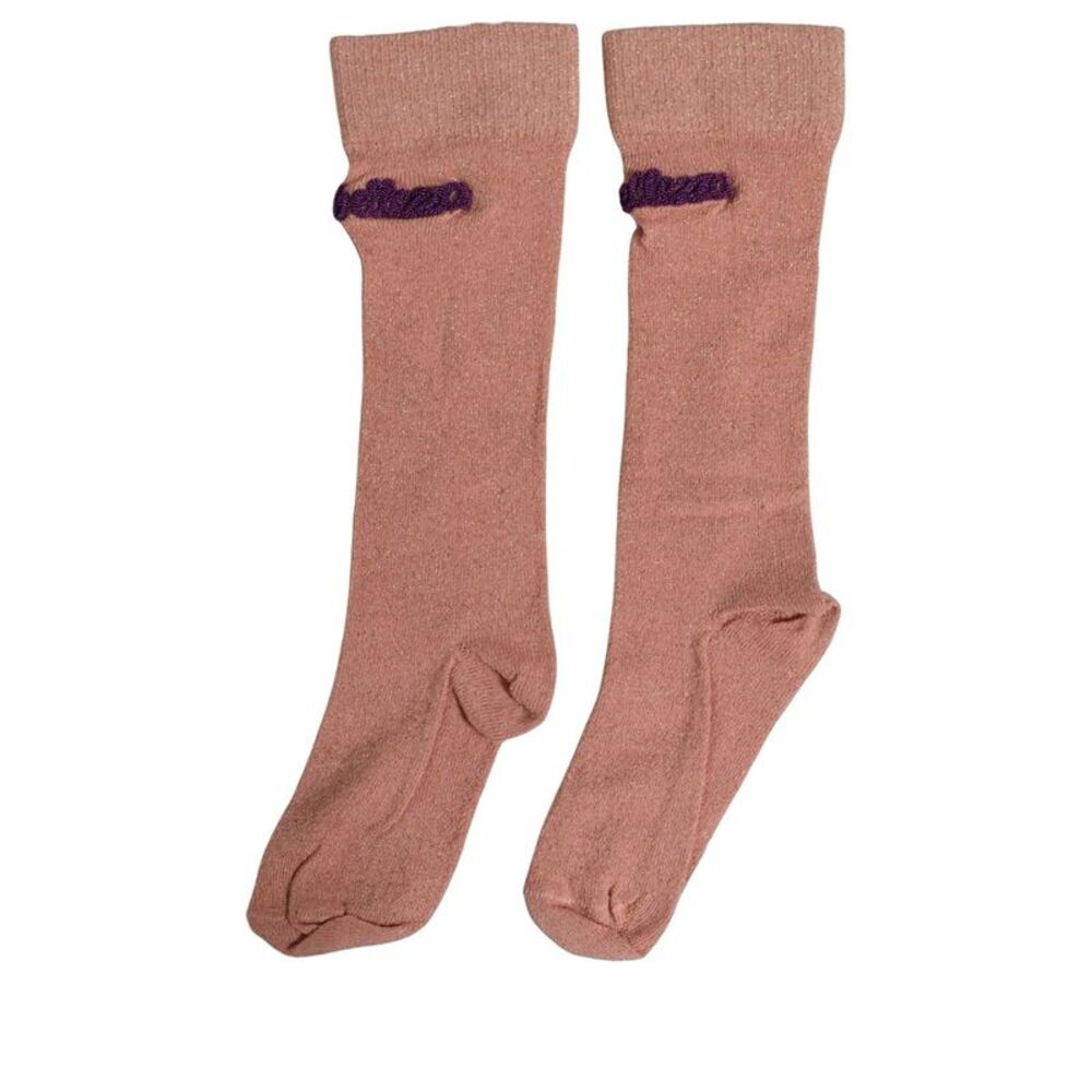Dolce & Gabbana Dusty Pink Embroidered Mid Calf Accessory Women's Socks